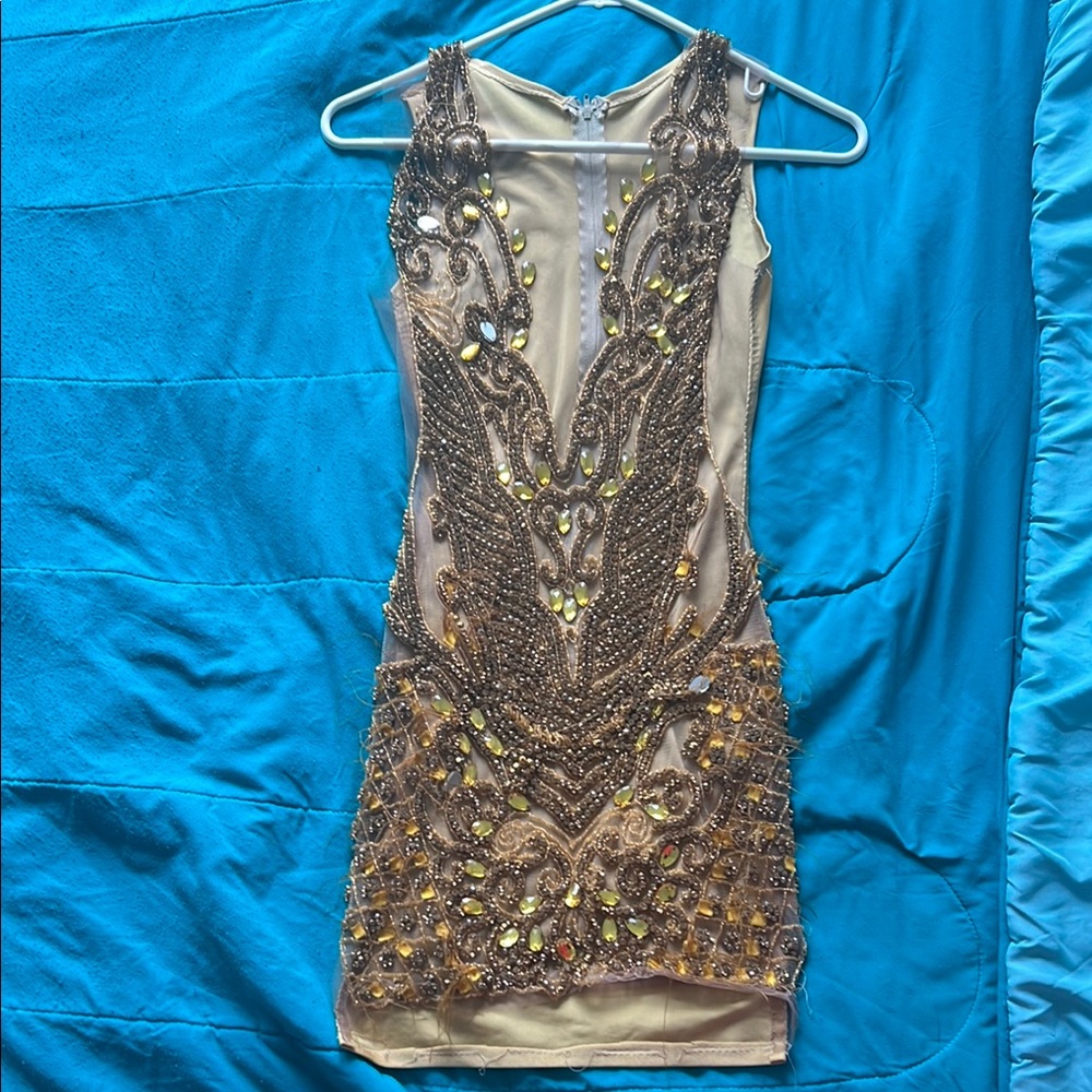 Elegant Gold Embellished Dress